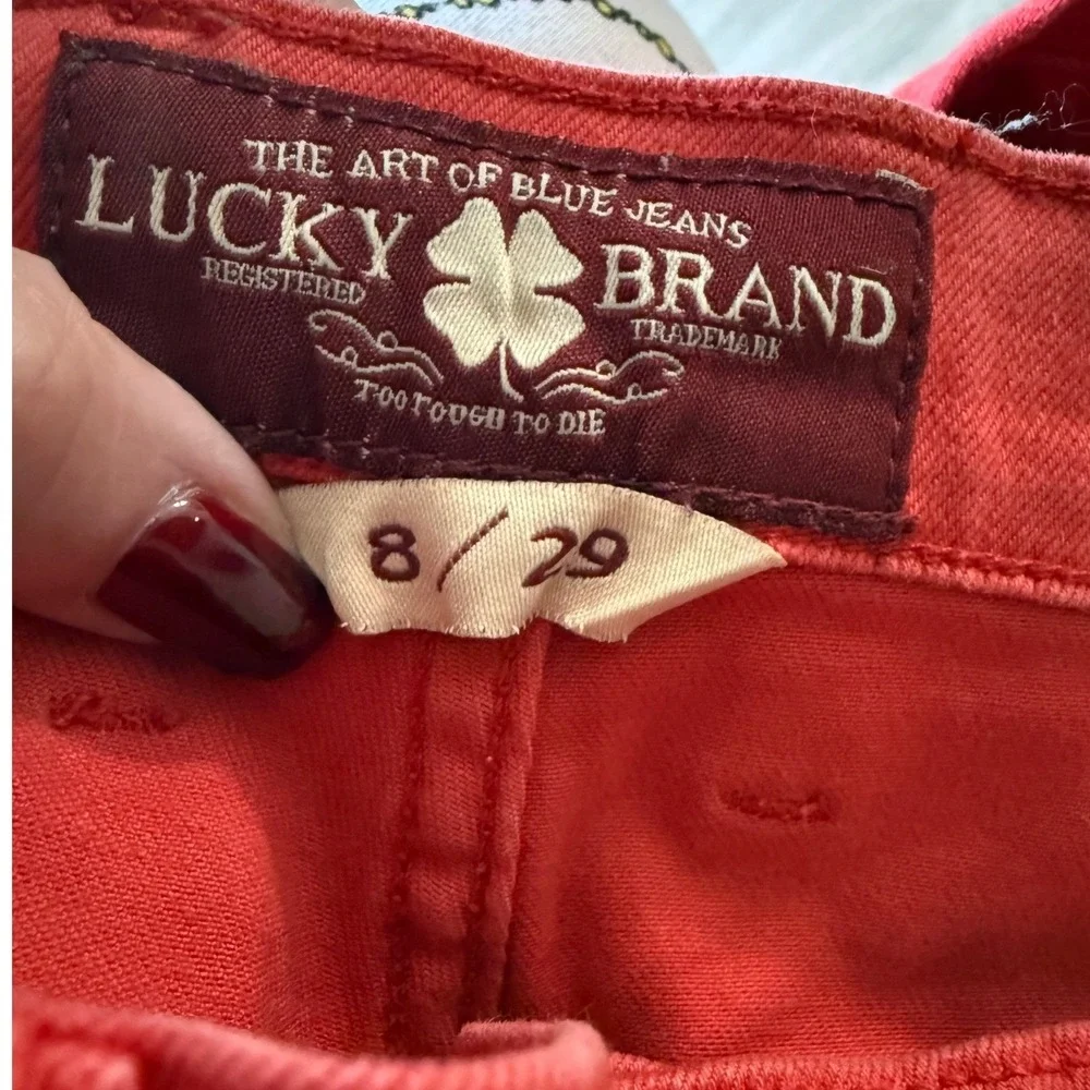 Lucky Brand Sweet N Crop Red Straight Leg Cropped Jeans Womens Size 8 29 7WC1010